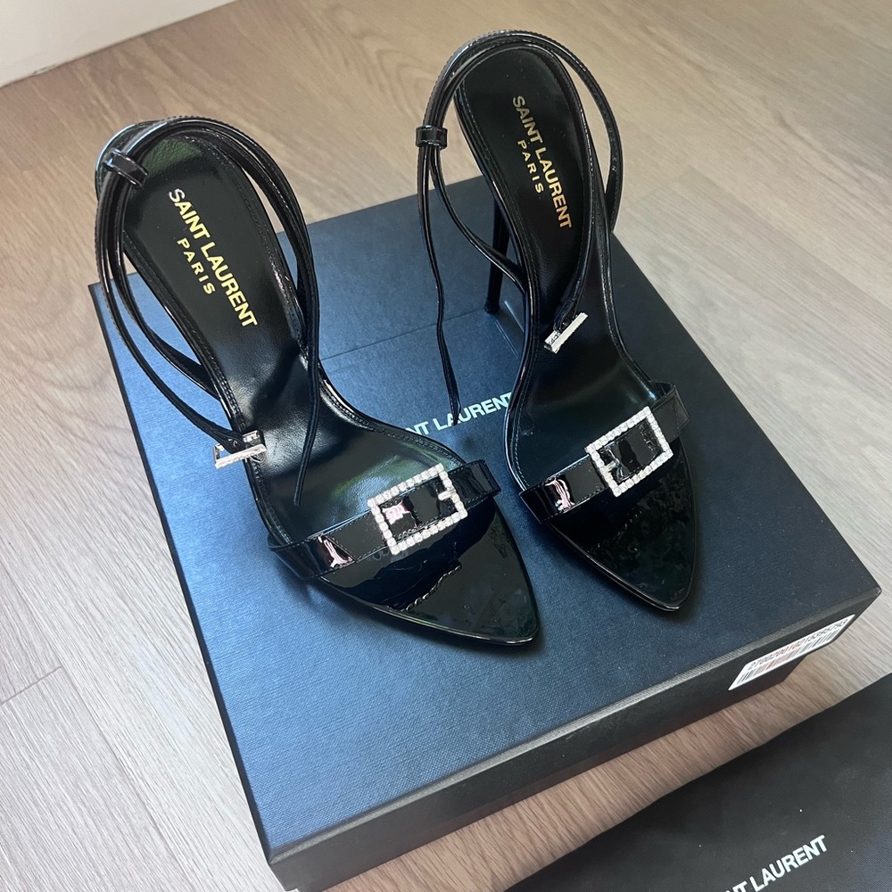 Saint Laurent Gippy 110mm Buckled Sandals - Black - Picture 5 of 7